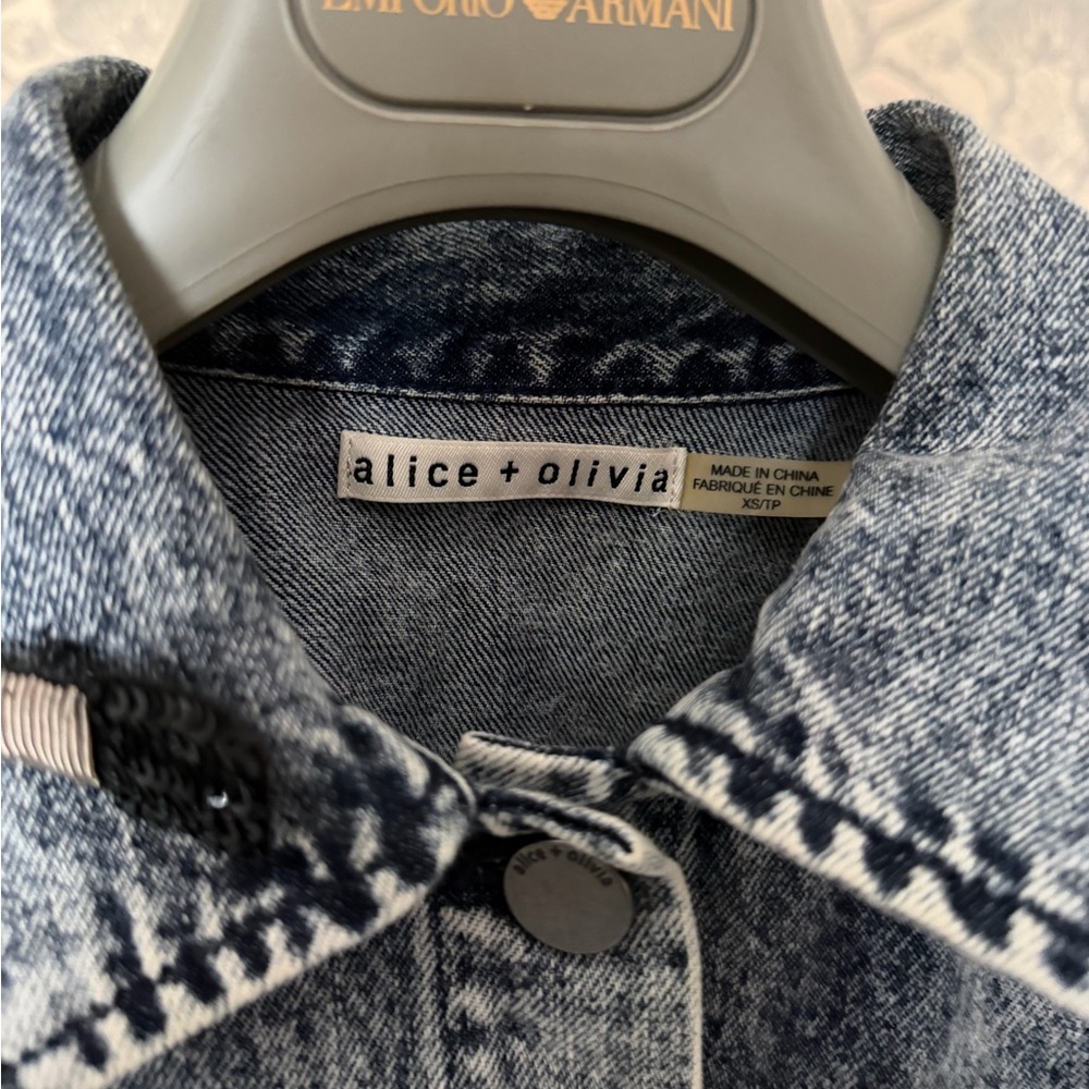 Alice + Olivia Denim Jacket with Pins - Picture 5 of 5